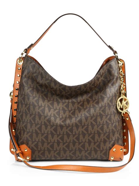 michael kors serena logo large shoulder bag|michael michael kors serena large shoulder brown.